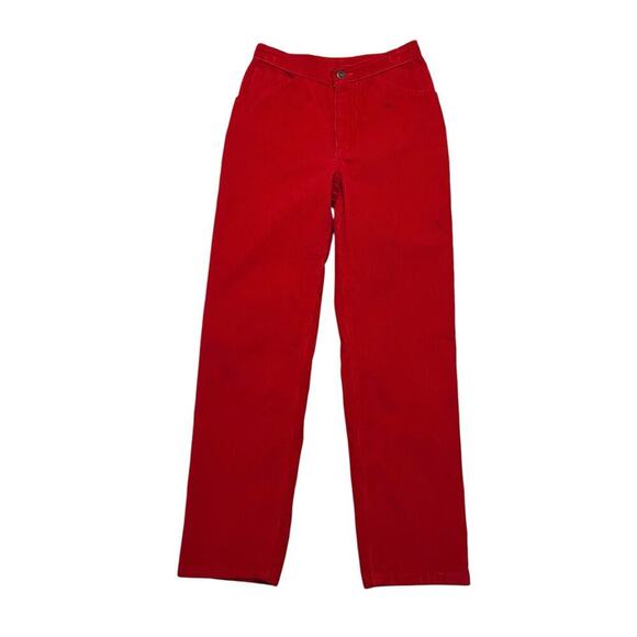 Vintage 90s Wrangler Women’s High Rise Red Corduroy Straight Leg Pants - size 24 - Picture 1 of 8